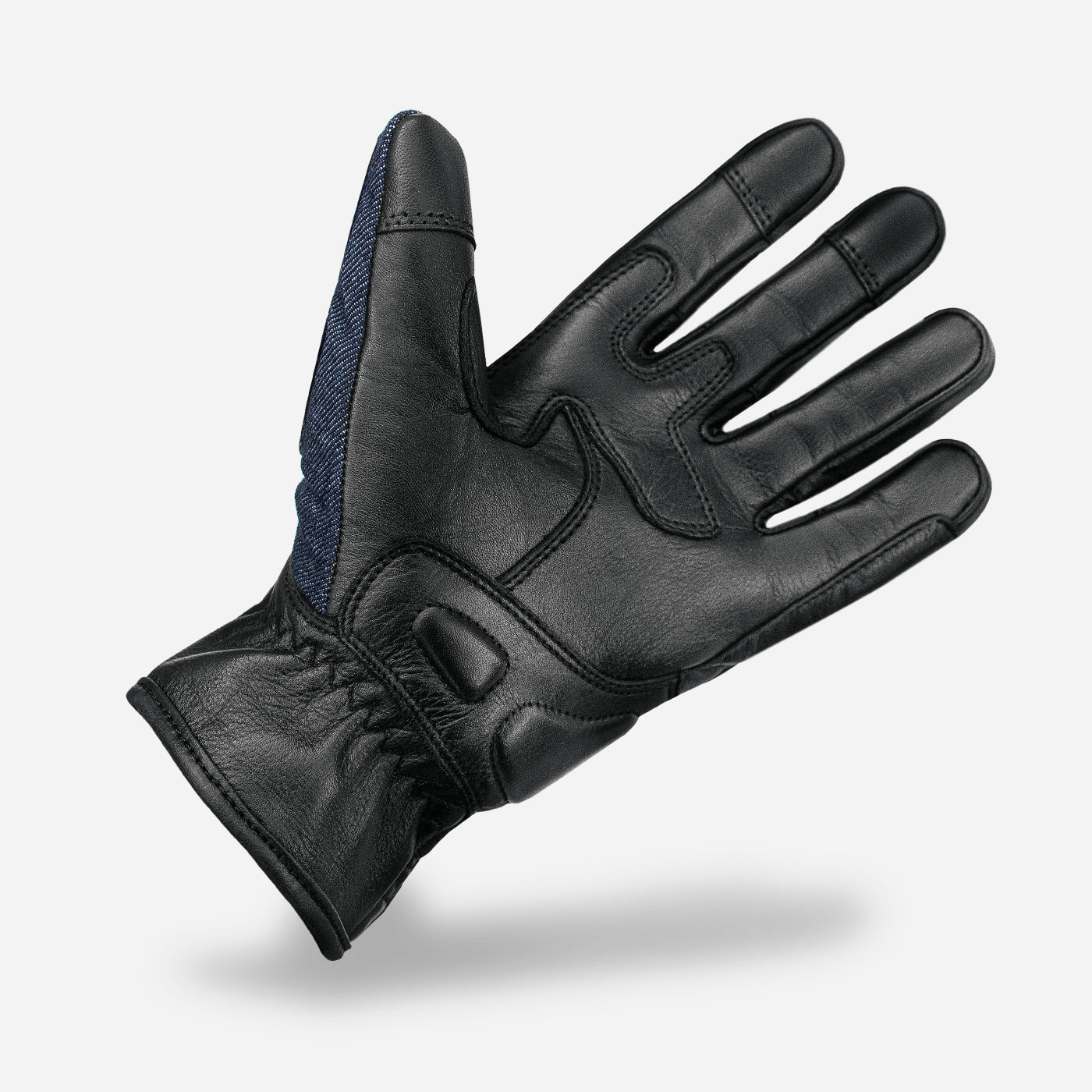 Denim & Leather Motorcycle Gloves • Black