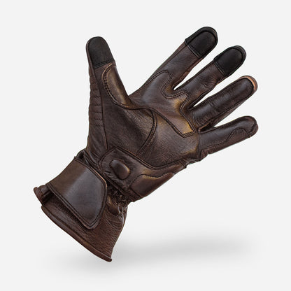 Full Gauntlet Motorcycle Gloves • Brown